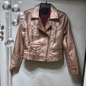 Love Tree Metallic Rose Gold Moto Jacket